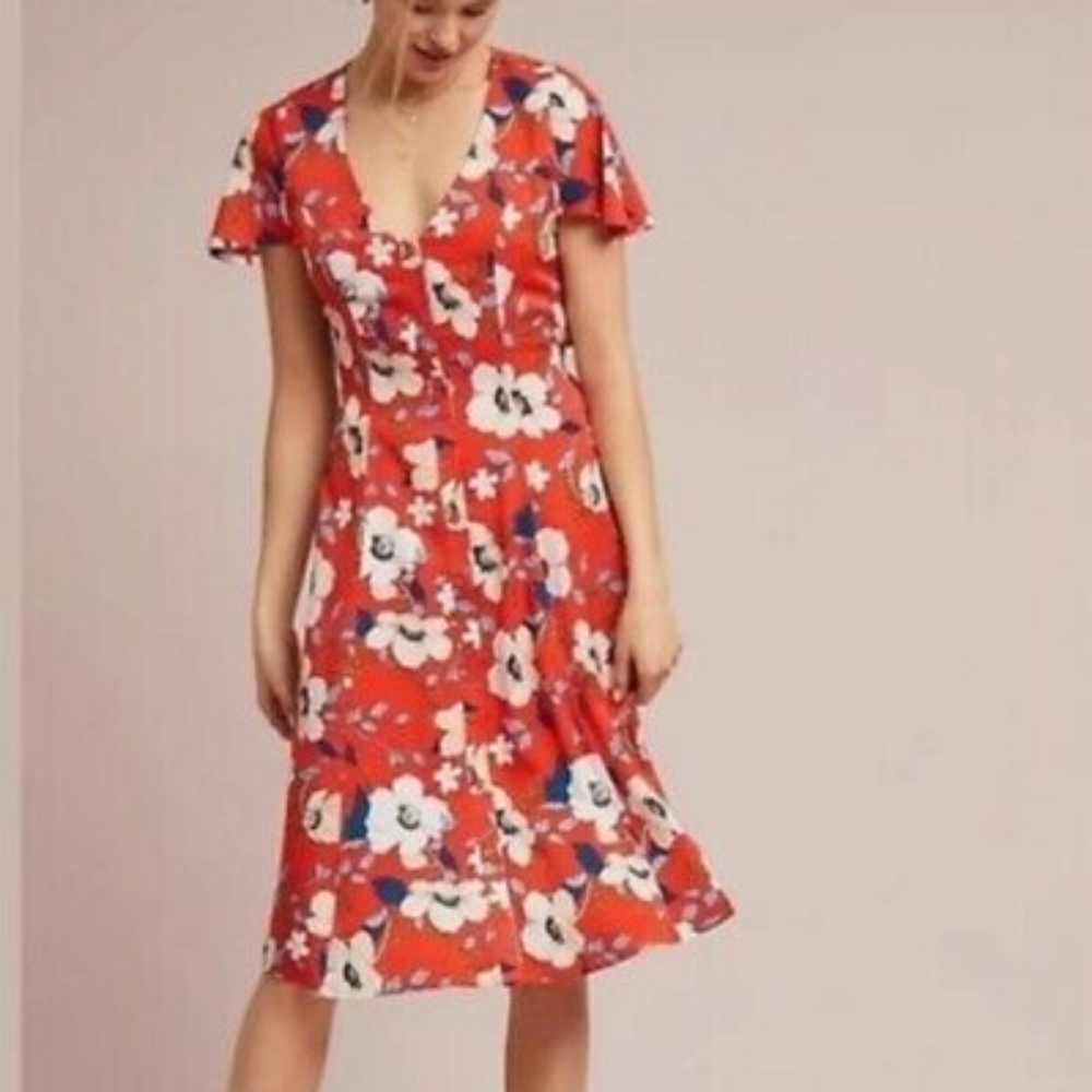 Orange Floral Anthropologie Dress